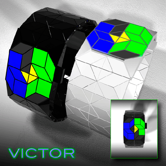 Victor LED Watch Design 1 Black & White Overview