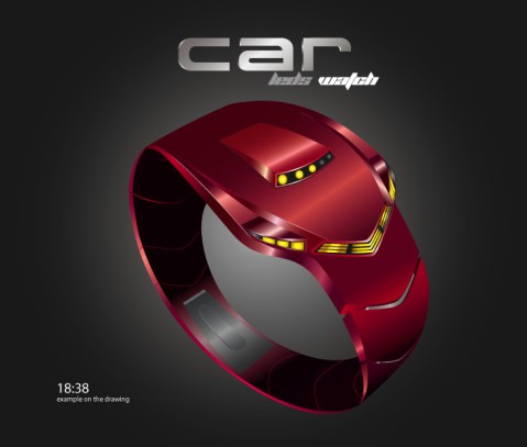 "C" Car Styled LED Watch Design_Red