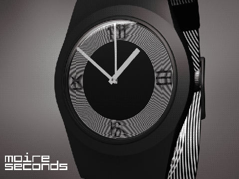 moiré_effect_moving_analog_watch_design_black