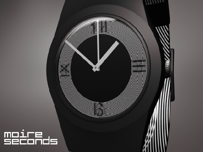 moiré_effect_moving_analog_watch_design_black