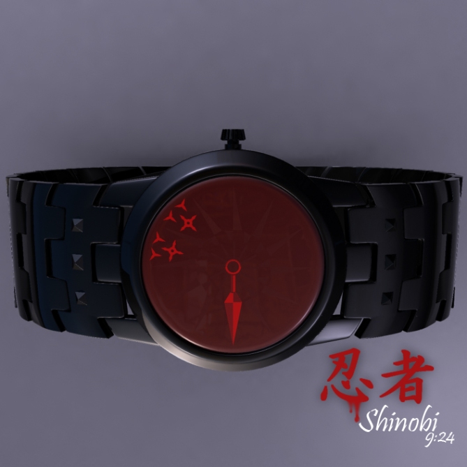 shinobi_an_analog_watch_design_made_of_ninja_tools_side_view