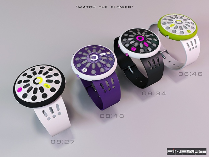 time_flower_led_watch_design_color_variation