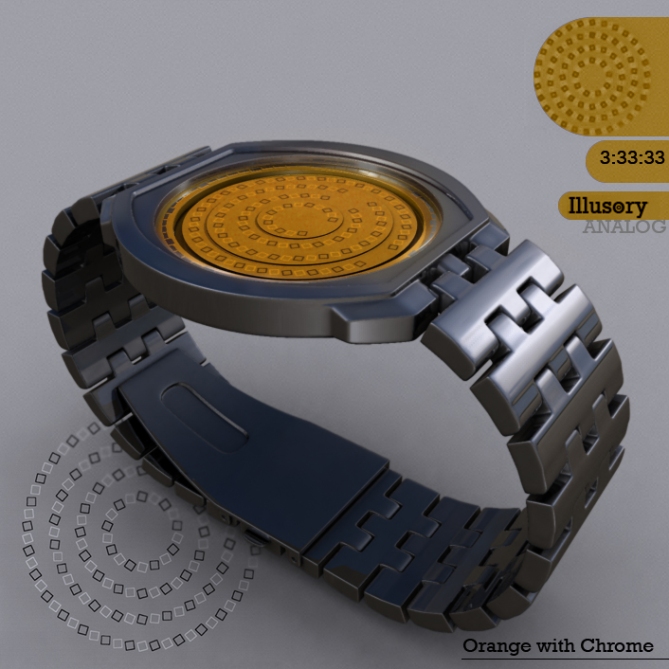 Illusory_watch_design_orange_chrome_side_view