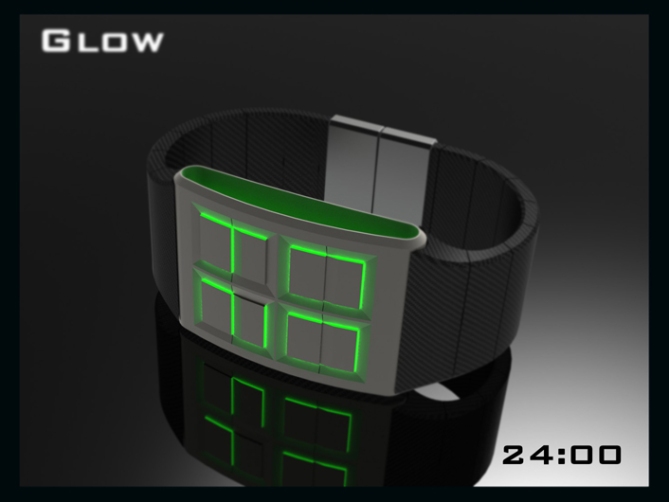led_watch_design_glows_the_time_green_black