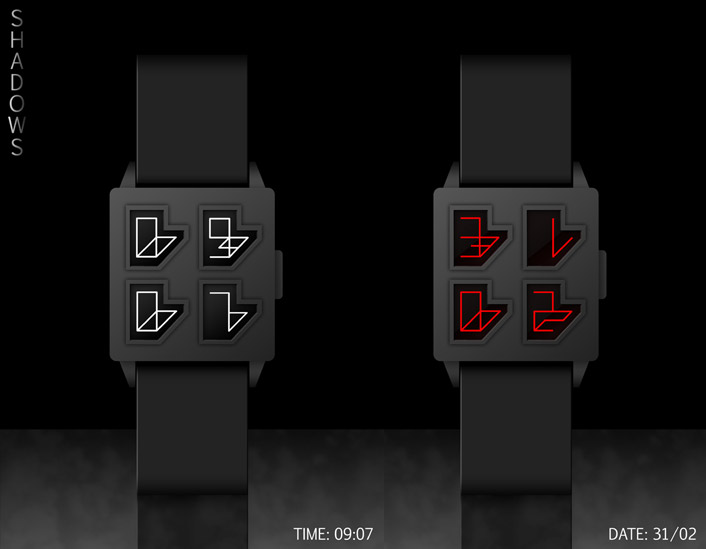 Shadows Fall Lcd Shadows LCD watch lifts time out of the shade. | Tokyoflash Japan