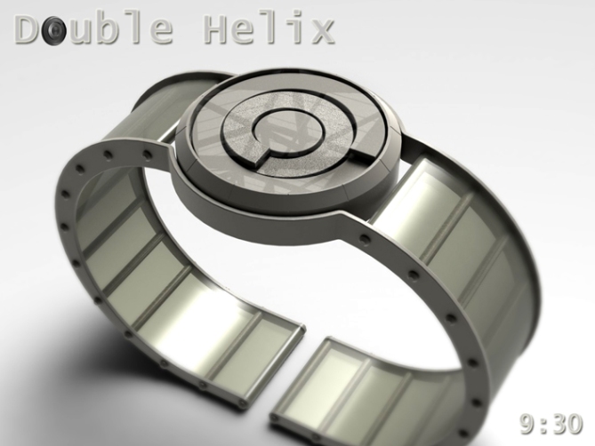 spring_washer_inspired_double_helix_watch_silver_strap
